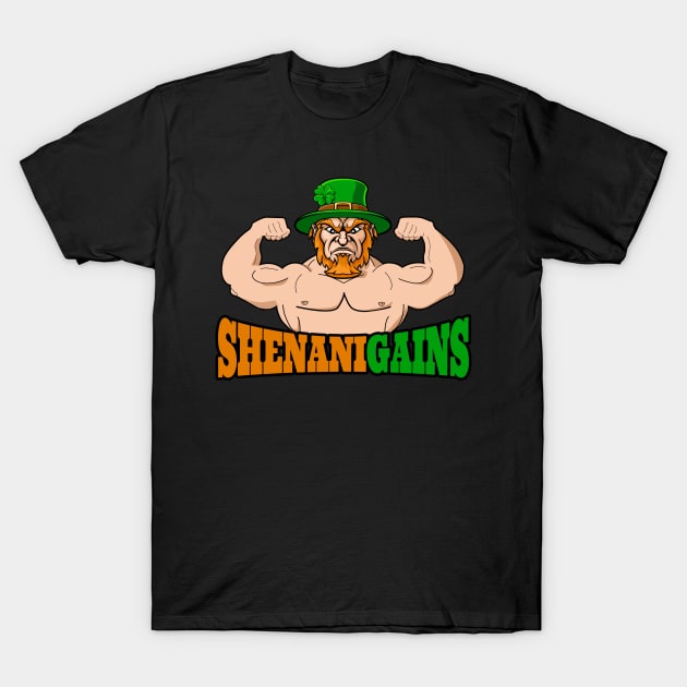 Irish Muscular Leprechaun Bodybuilder St Patricks Day Flexing Shenanigains Fitness Gym Workout Gift T-Shirt by HypeProjecT
